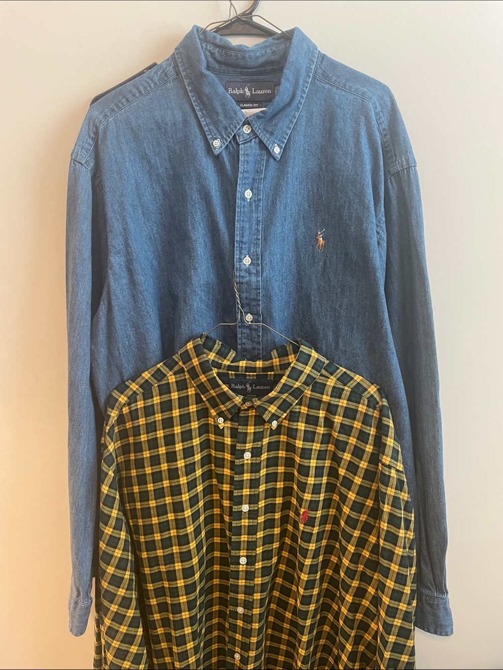 Ralph Lauren Denim Button-Down & Yellow/Black Plaid Two-Pack